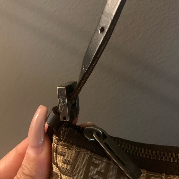 Authentic Fendi Zucca Brown and Tan Geometric Shoulder mini Bag - Picture 3 of 7